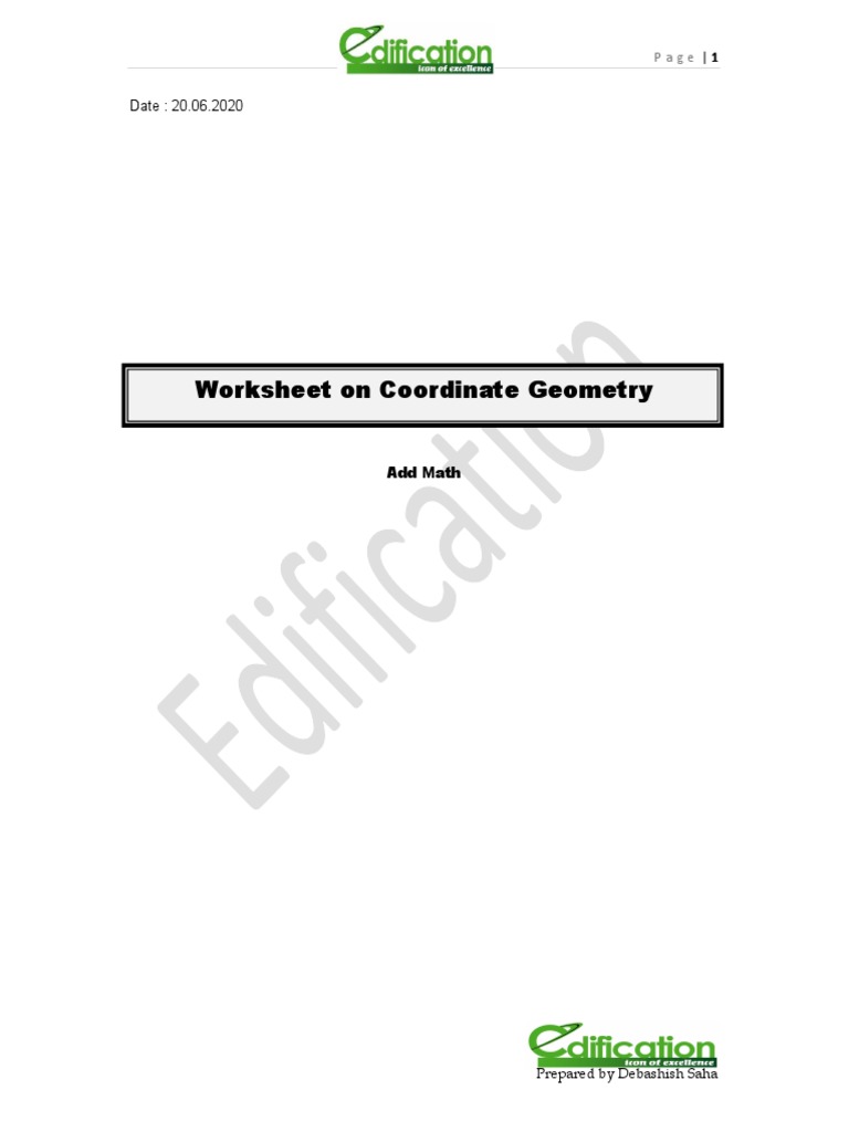 Worksheet On Coordinate Geometry | PDF