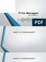 IT For Managers: Lecture 4: Spreadsheets