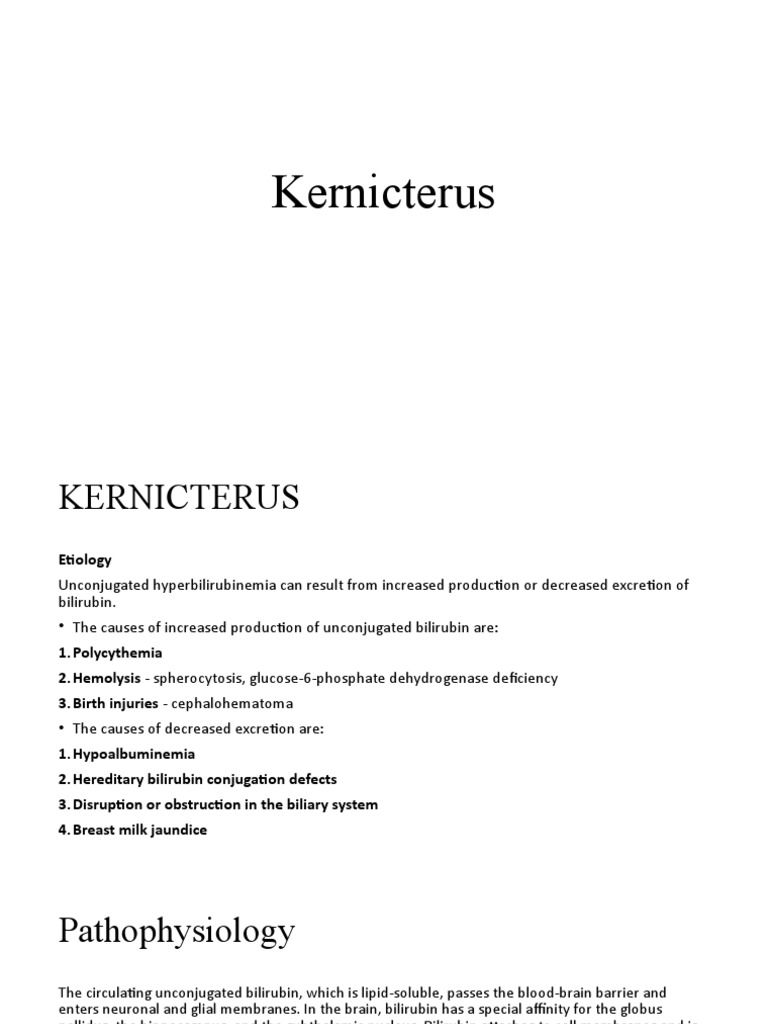 Kernicterus PDF Medical Specialties Diseases And Disorders