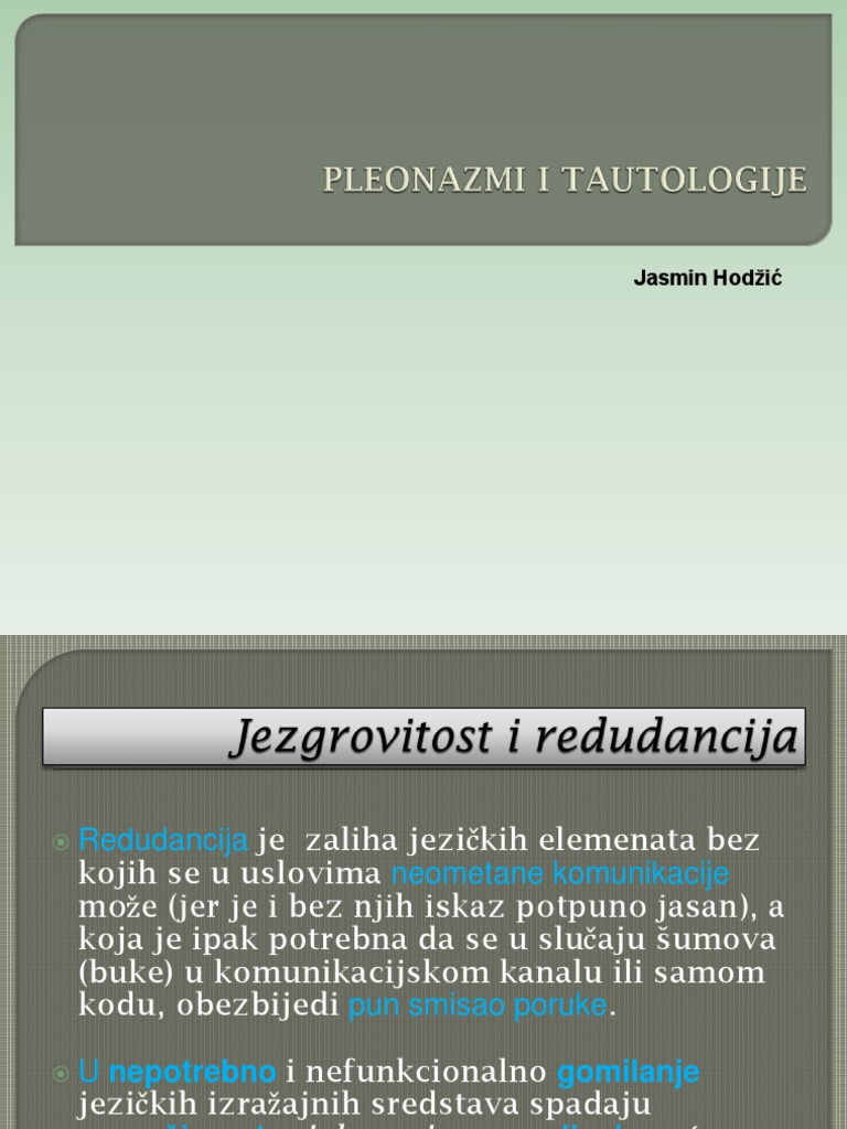 Pleonazmi I Tautologije | PDF