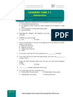 Learning Task # 2 Instruction: Read and Understand The Following Questions, Write Your Answer On The Space Provided