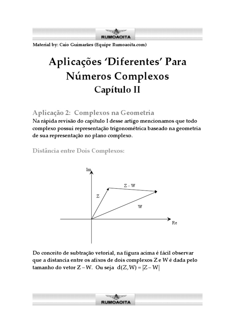 Matemática - Rumoaoita - Complexos Cap2 | PDF | Número complexo | Vetor ...