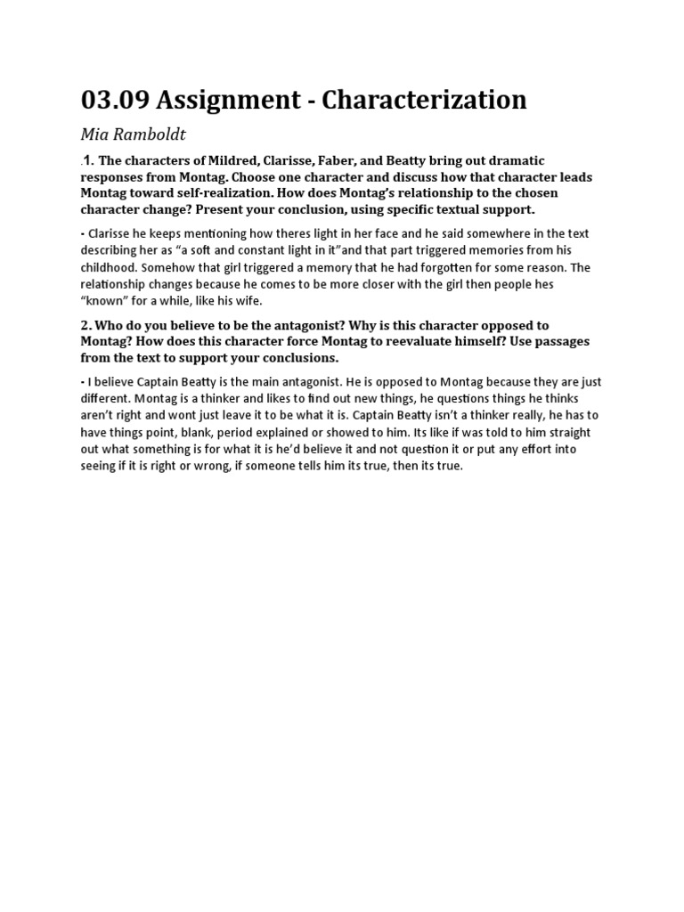 03.09 Assignment - Characterization: Mia Ramboldt | PDF