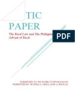 Critic Paper: The Rizal Law and The Philippines in The Advent of Rizal
