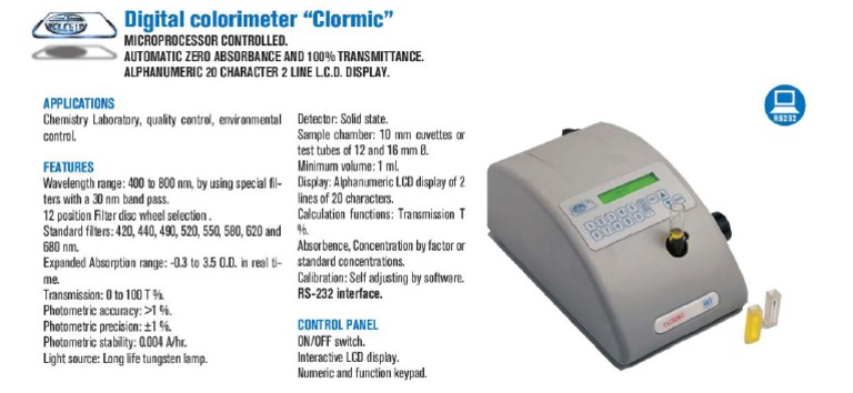 JP Selecta Colorimeter | PDF