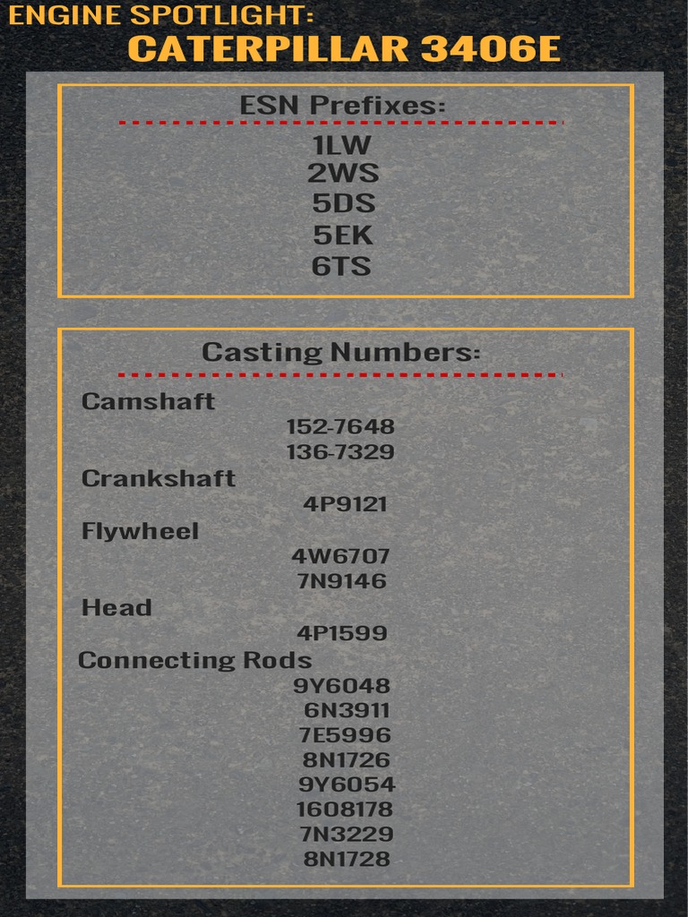 3406e-Esns-Casting-Numbers For Freightliner Truck | PDF