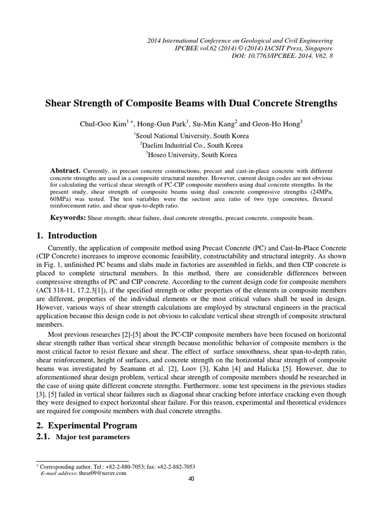 Shear Strength of Composite Beams With Dual Concrete Strengths ...