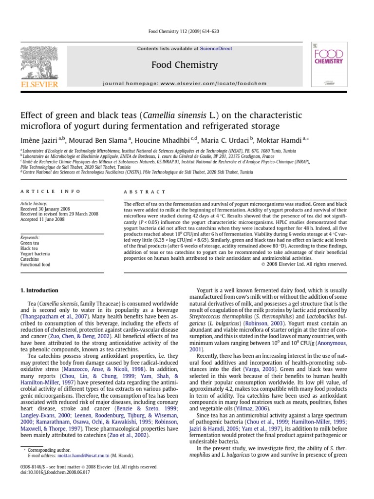 Effect of Green and Black Teas (Camellia Sinensis L.) On The ...