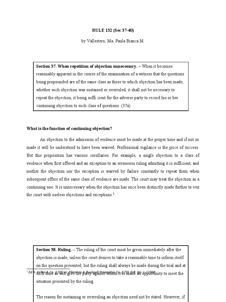 Understanding Continuing Objections in Court | PDF | Burden Of Proof ...