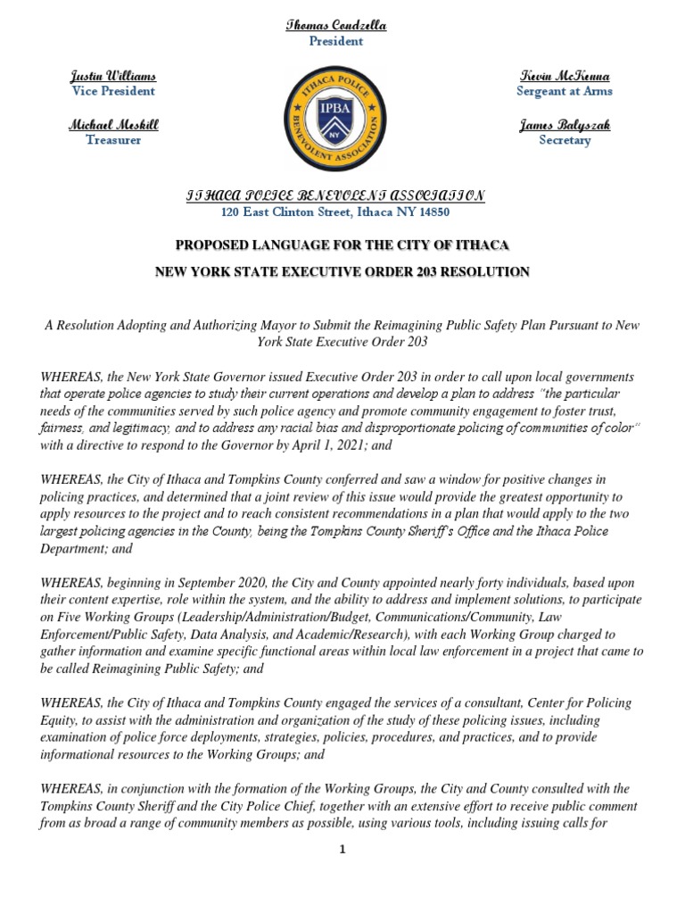 IPBA Executive Order 203 Proposed Resolution Language (03!24!21) | PDF ...