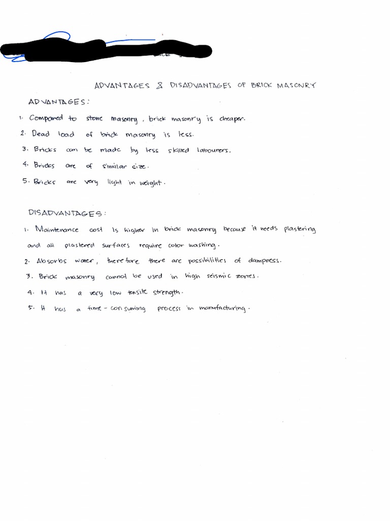 Advantages and Disadvantages of Brick Masonry PDF Civil Engineering
