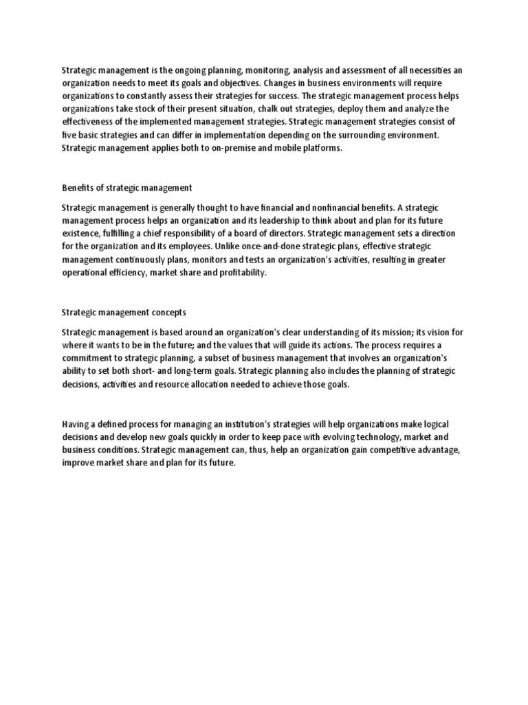 Strategic Management Is The Ongoing Planning | PDF