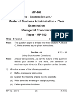 MP-102 Master of Business Administration - I Year Examination Managerial Economics Paper - MP-102