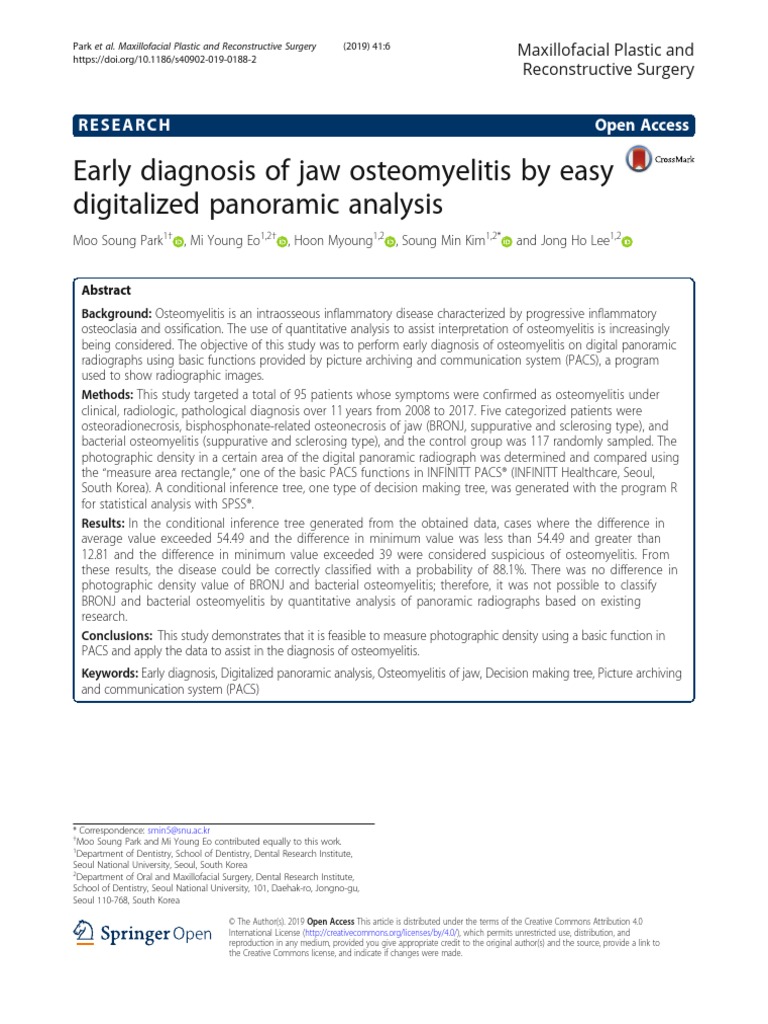 Early Diagnosis of Jaw Osteomyelitis by Easy Digit PDF Radiography