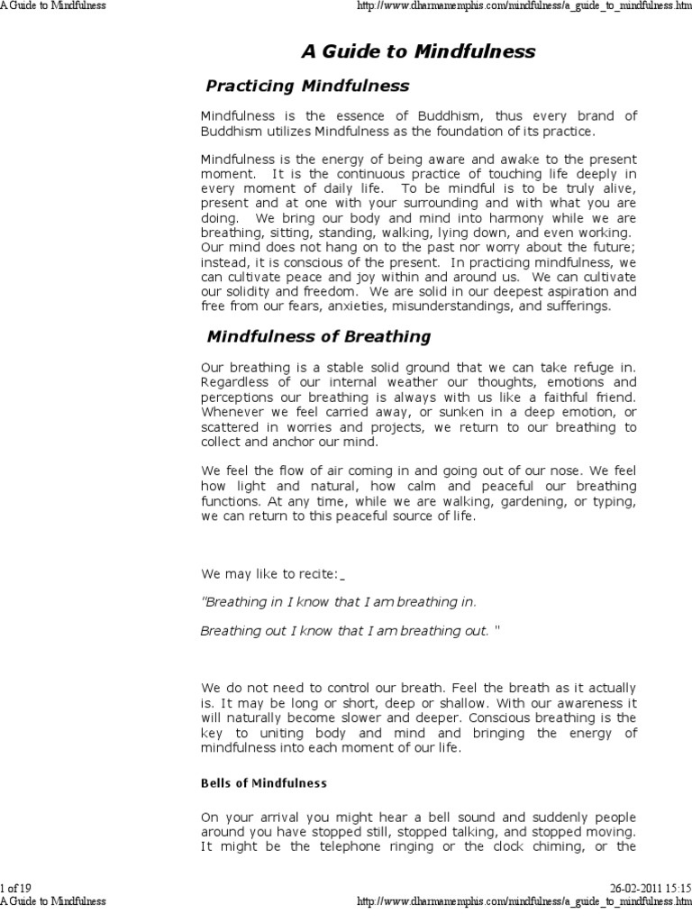 A Guide To Mindfulness | PDF | Lifestyle