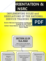NSTP Orientation & NSRC: Implementing Rules and Regulations of The National Service Training Program