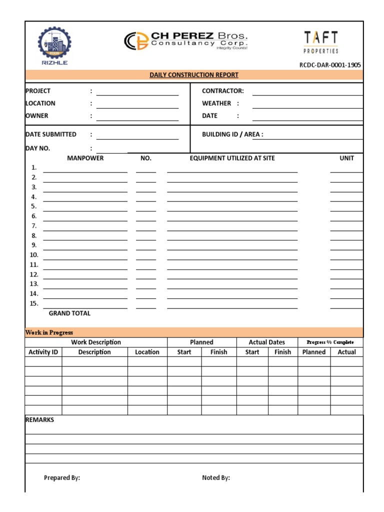 RCDC-DAR-0001-1905 Daily Activity Report | PDF