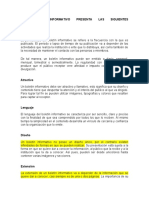 El Boletín Informativo Presenta Las Siguientes Características