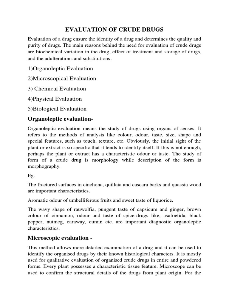 Methods for Evaluating Crude Drugs | PDF | Stoma | Solubility