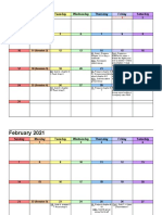 January-May 2021 class schedule