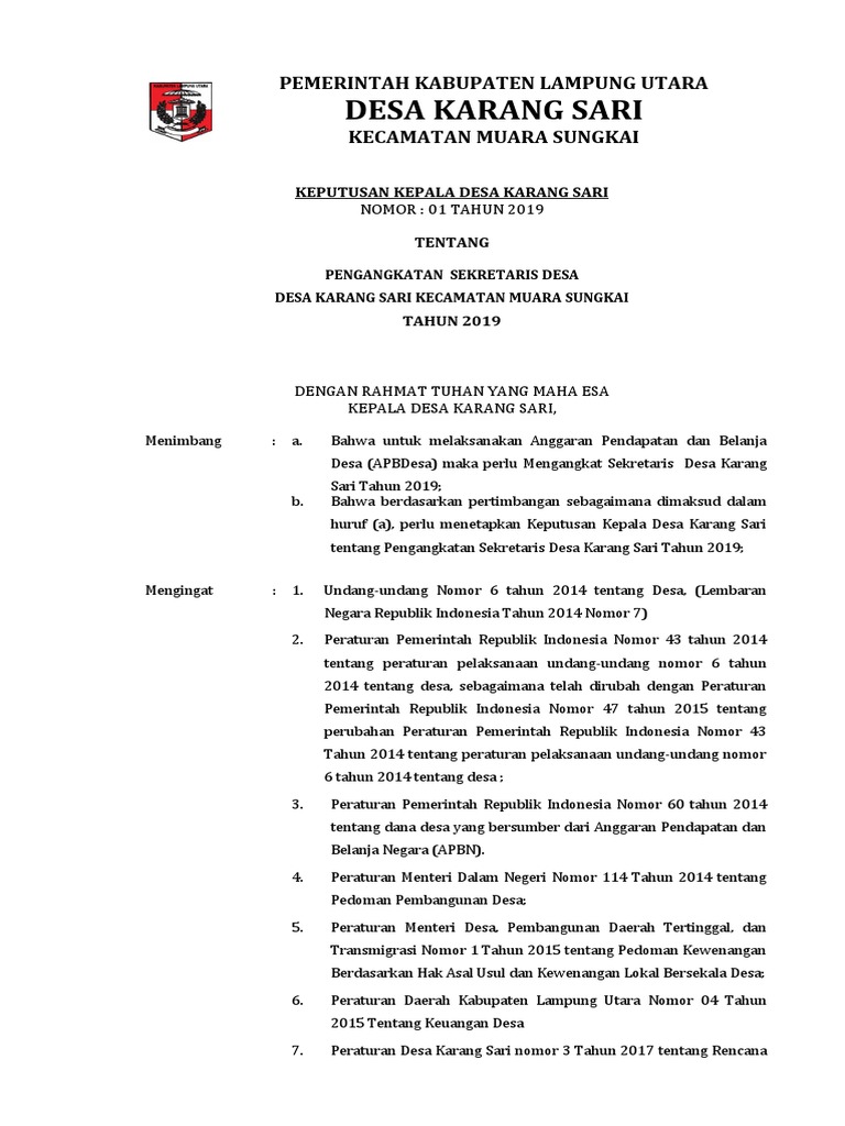 Sk Perangkat Desa Pdf