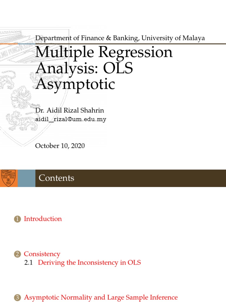 Multiple Regression OLS Asymptotics | PDF | Ordinary Least Squares ...