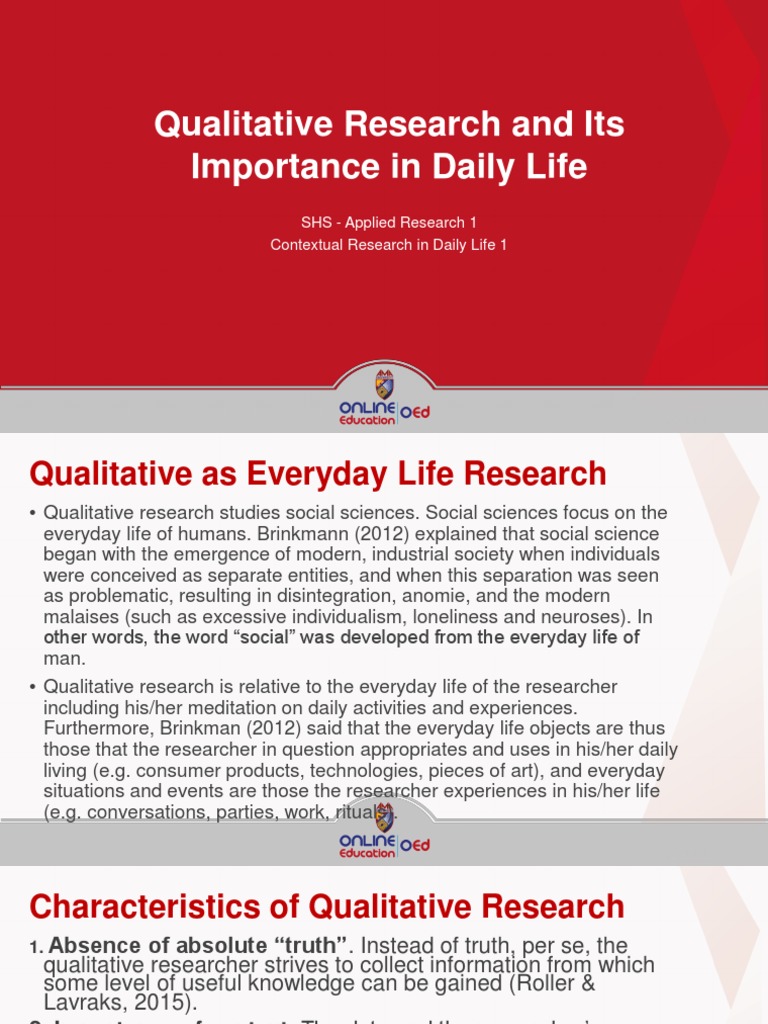 Qualitative Research in Everyday Life | PDF | Qualitative Research | Data