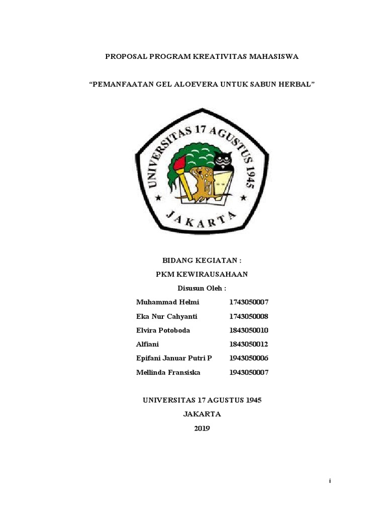 Proposal PKM - Universitas 17 Agustus 1945 Jakarta | PDF | Karier ...