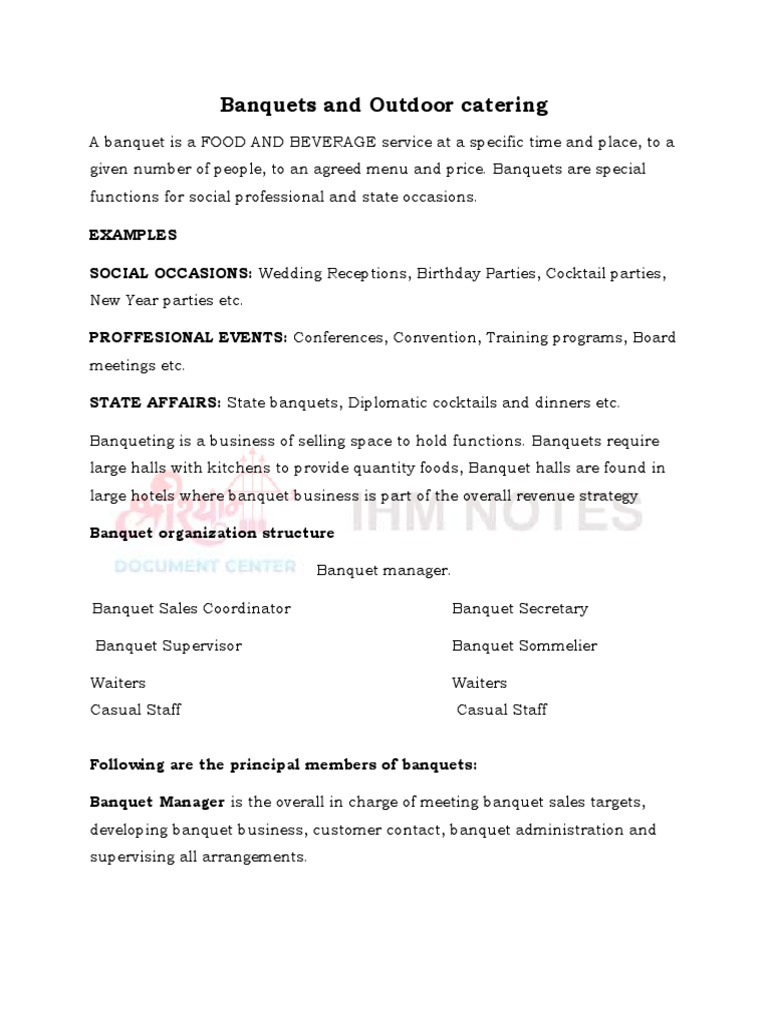 Banquet Management and Catering Guide | PDF | Tableware | Waiting Staff