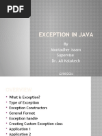 Exception in Java: by Montadher Issam Supervise Dr. Ali Kalakech