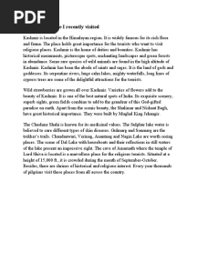 A Beautiful Place Essay
