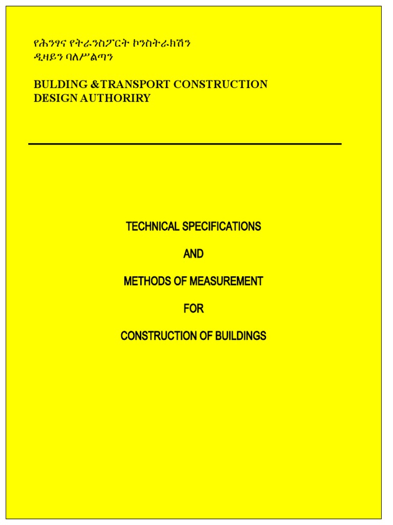 Ethiopia Building Construction Specs | PDF | Specification (Technical ...