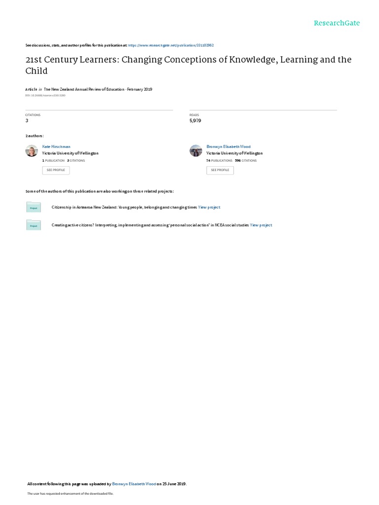 21st Century Learners: Changing Conceptions of Knowledge, Learning and