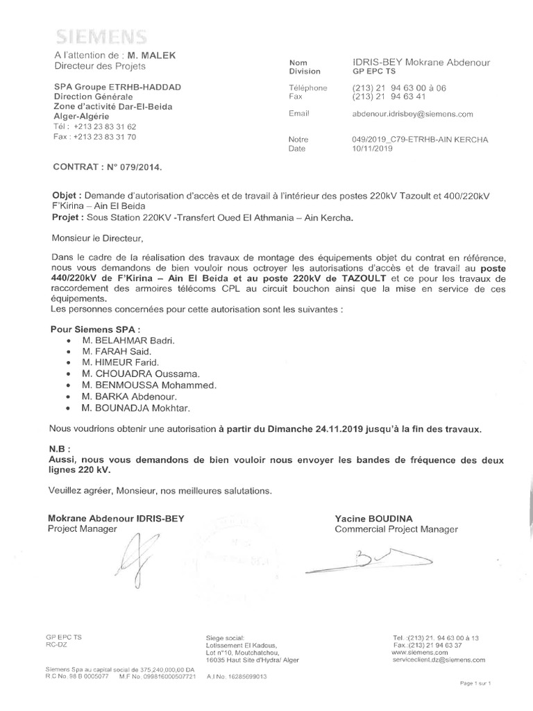 LT 049 2019 c79 Etrhb Ain Kercha Demande | PDF