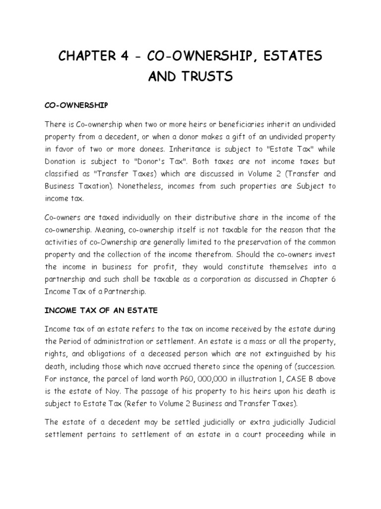 Co-Ownership and Estate Taxation Guide | PDF | Trust Law | Tax Deduction