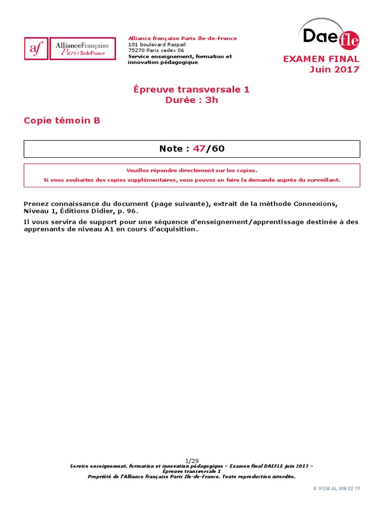 Bonne Note Épreuve | PDF | Pédagogie | Langue française