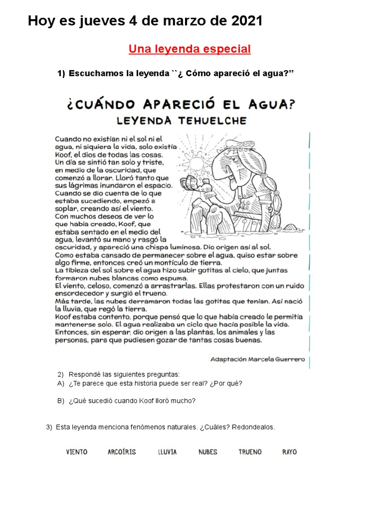 Actividad Leyenda Del Agua PDF