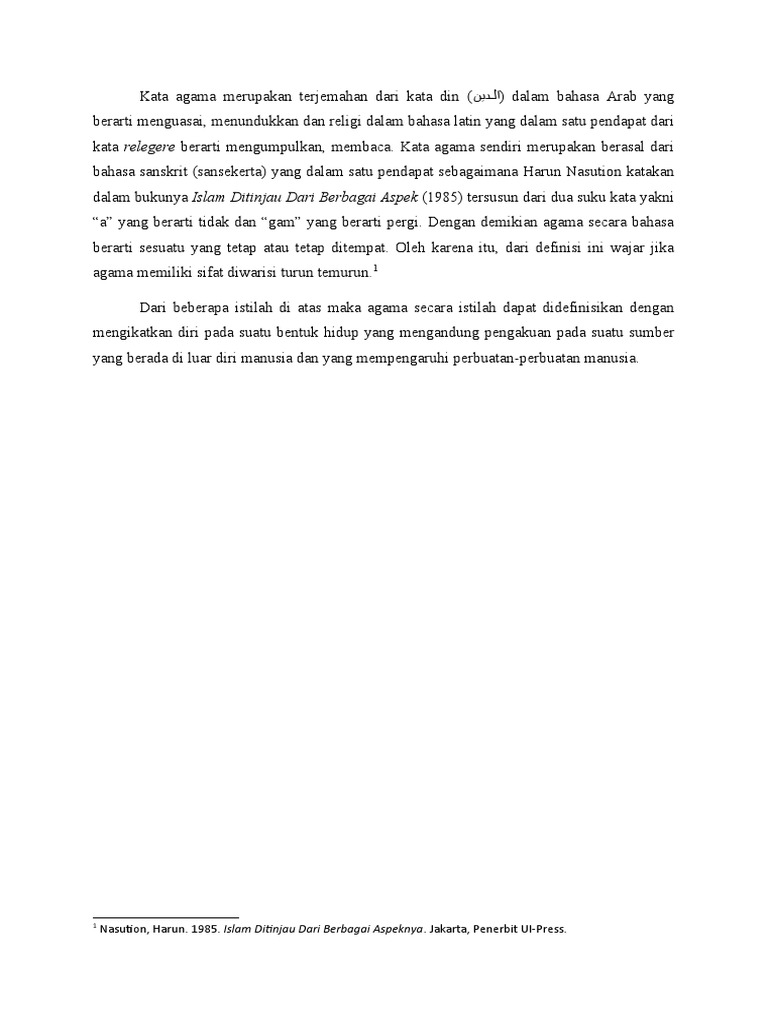 Pengertian Agama Dari Segi Bahasa Dan Istilah | PDF