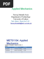 Applied Mechanics: Farooq Mustafa Joyia Department of Technology University of Lahore