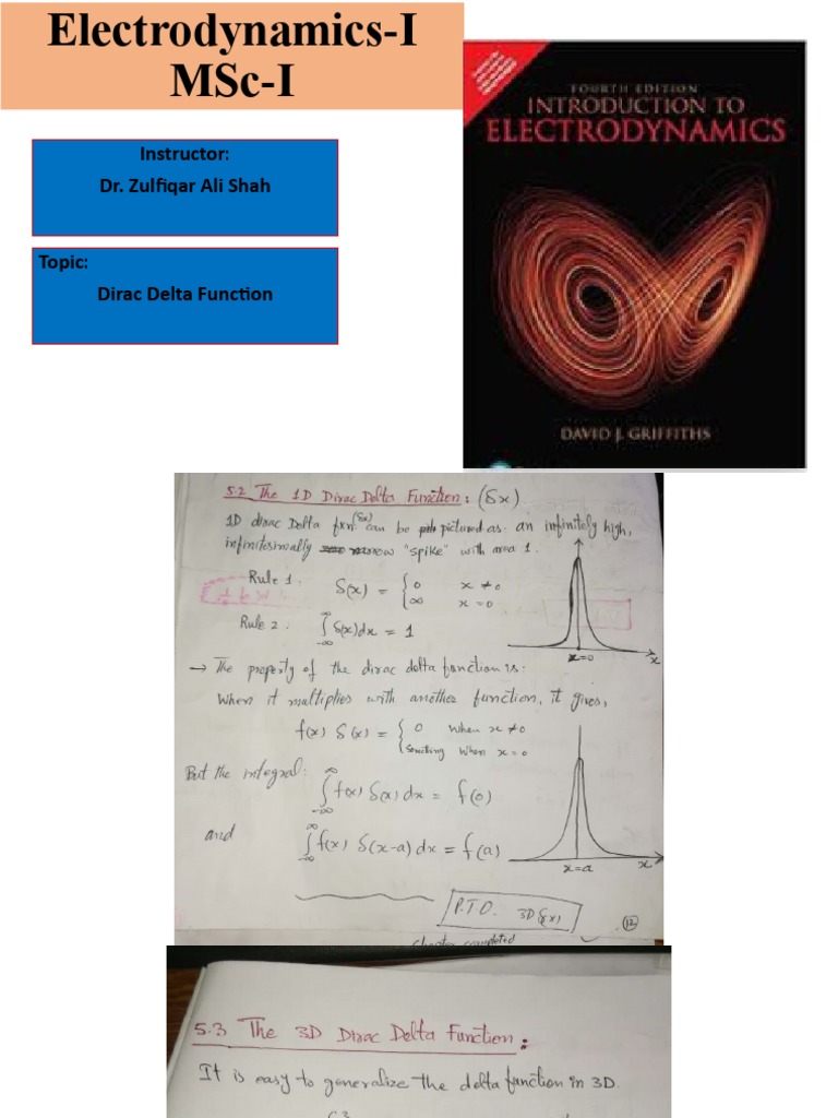 Lecture 1 Dirac Delta Function Pdf