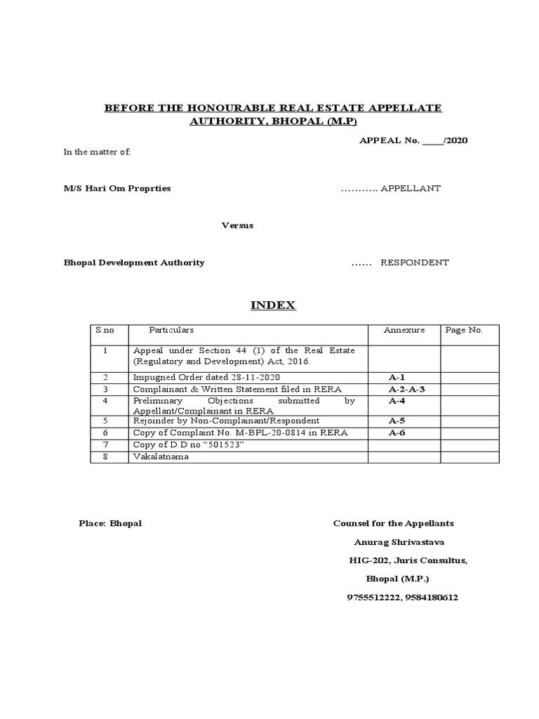 Hari Om Properties PDF Appeal Government Institutions