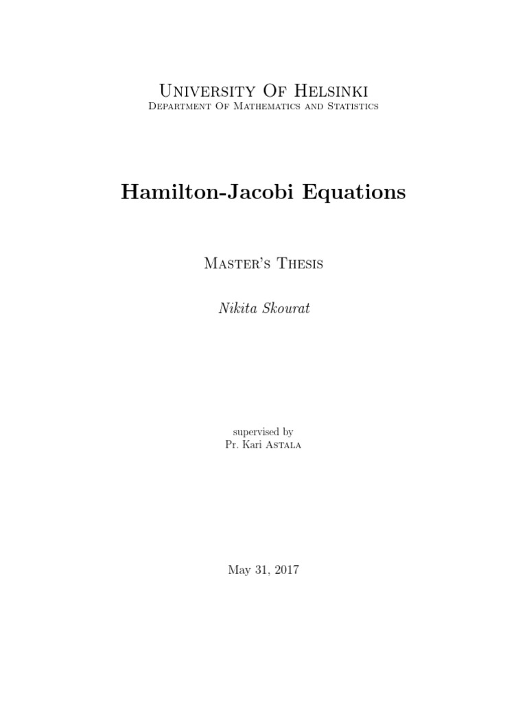 Hamilton-Jacobi Equation Theory Overview | PDF | Hamiltonian Mechanics ...