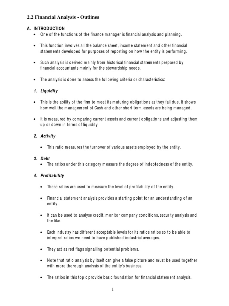 2.2 Financial Analysis - Additional Notes | PDF | Working Capital ...