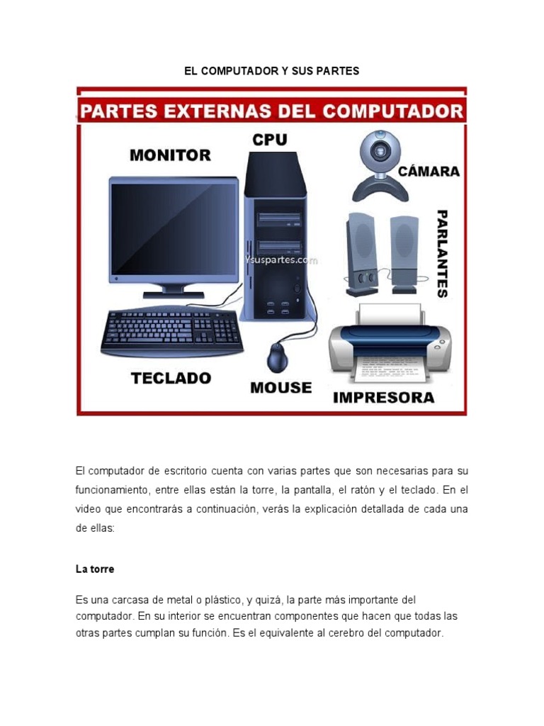 Partes y funciones del computador | PDF | Monitor de computadora ...