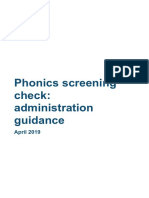 Phonics Screening Check: Administration Guidance: April 2019