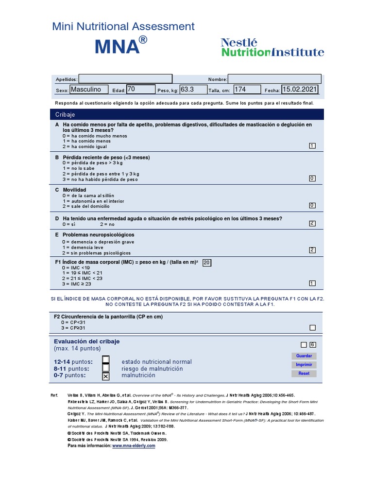 Mna Mini Spanish | PDF | Forma del cuerpo | Hiperalimentación