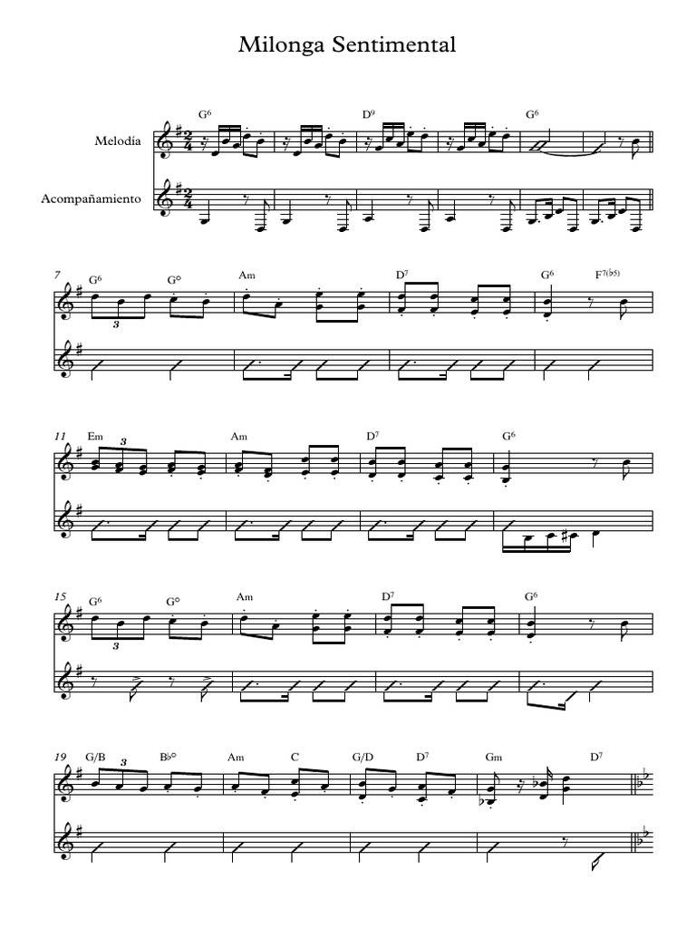 Milonga Sentimental2 - Partitura Completa | PDF | Ouverture (échecs ...