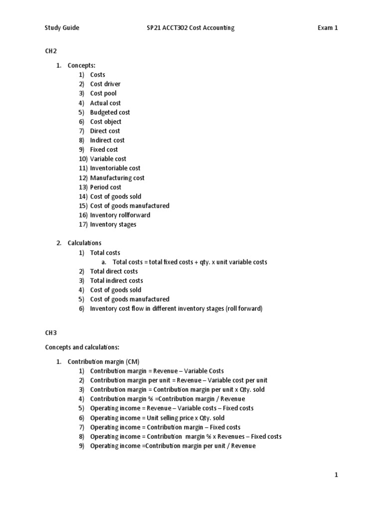 Cost Accounting Study Guide | PDF | Cost Accounting | Supply Chain ...
