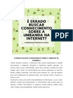 É ERRADO BUSCAR CONHECIMENTO SOBRE A UMBANDA NA INTERNET