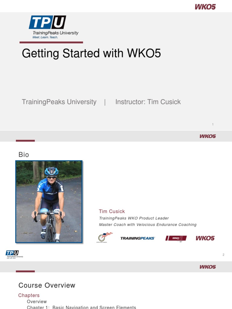 Getting Started With Wko5: Trainingpeaks University - Instructor: Tim ...